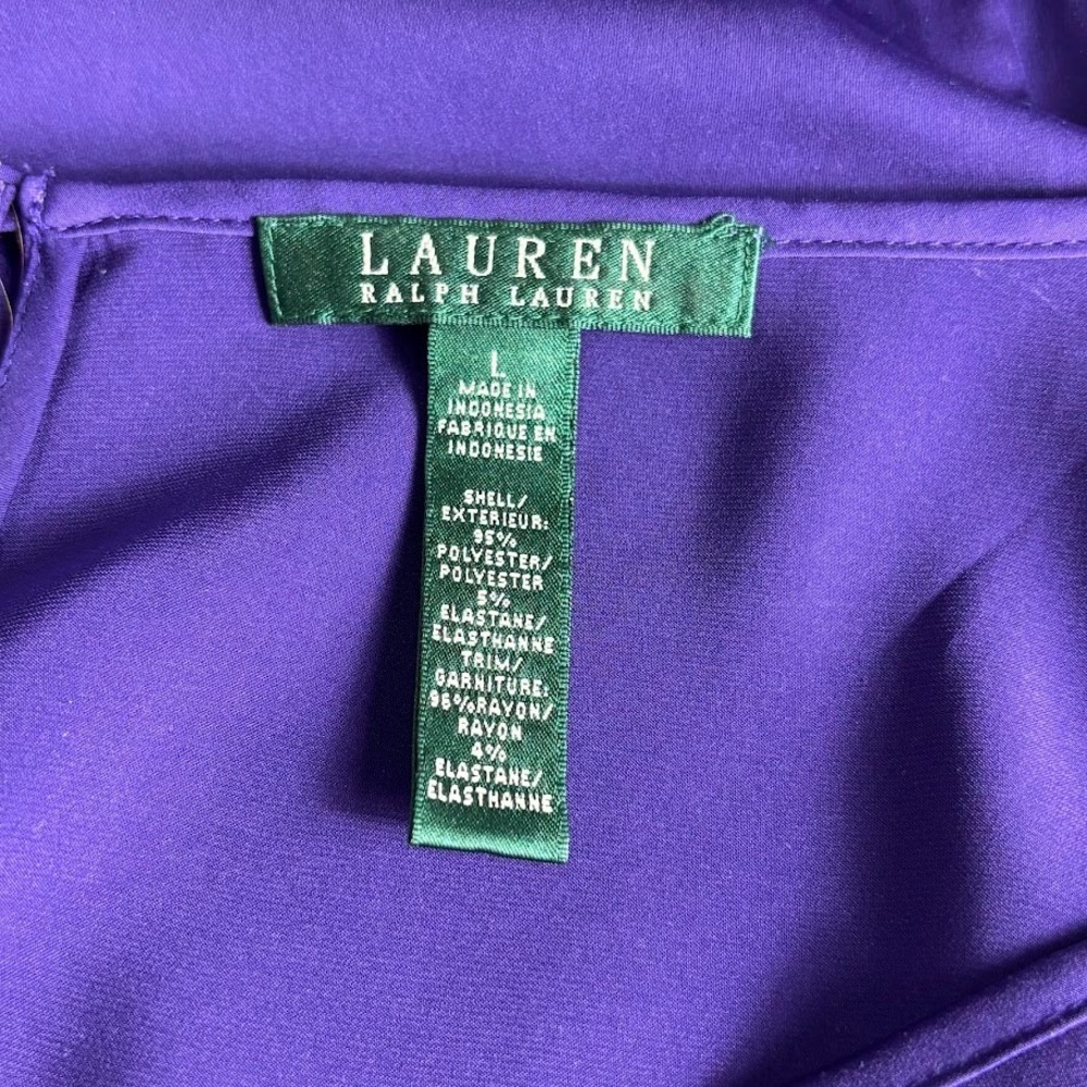 Lauren Ralph Lauren Womens‎ Purple Mixed Media Long Sleeve Blouse Top Large L - Picture 4 of 9